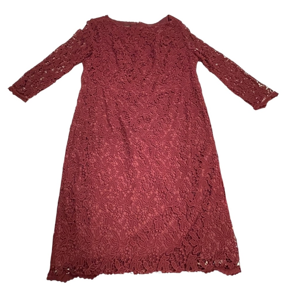 New Talbots Lace Dress Plus Sized 18‎ Burgundy $199 Mother of Bride Groom Formal